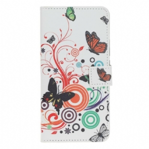 Flip Case Für Huawei Nova 5T / Honor 20 Schmetterlinge Und Blumen