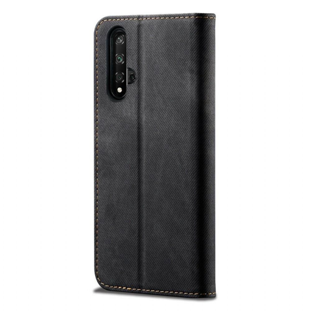 Schutzhülle Für Huawei Nova 5T / Honor 20 Flip Case Jeans-textur Aus Lederimitat