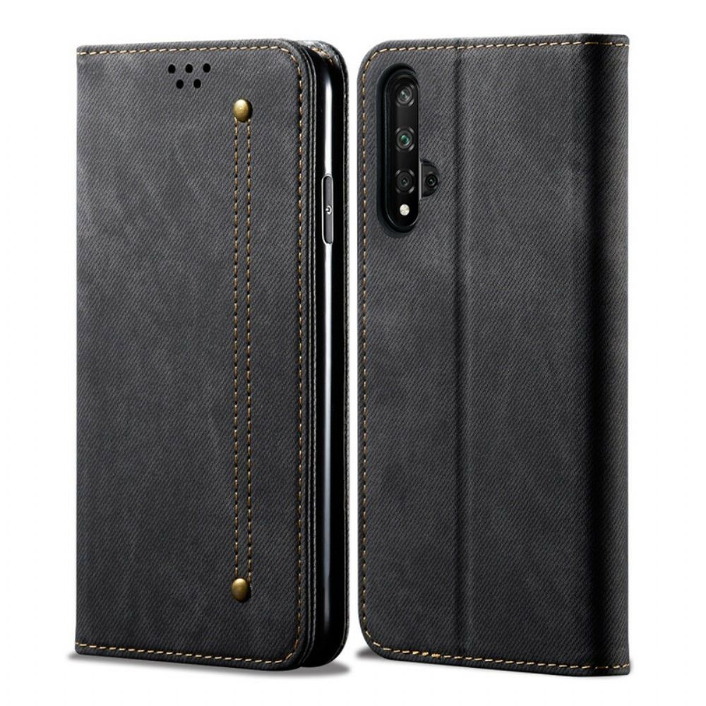 Schutzhülle Für Huawei Nova 5T / Honor 20 Flip Case Jeans-textur Aus Lederimitat