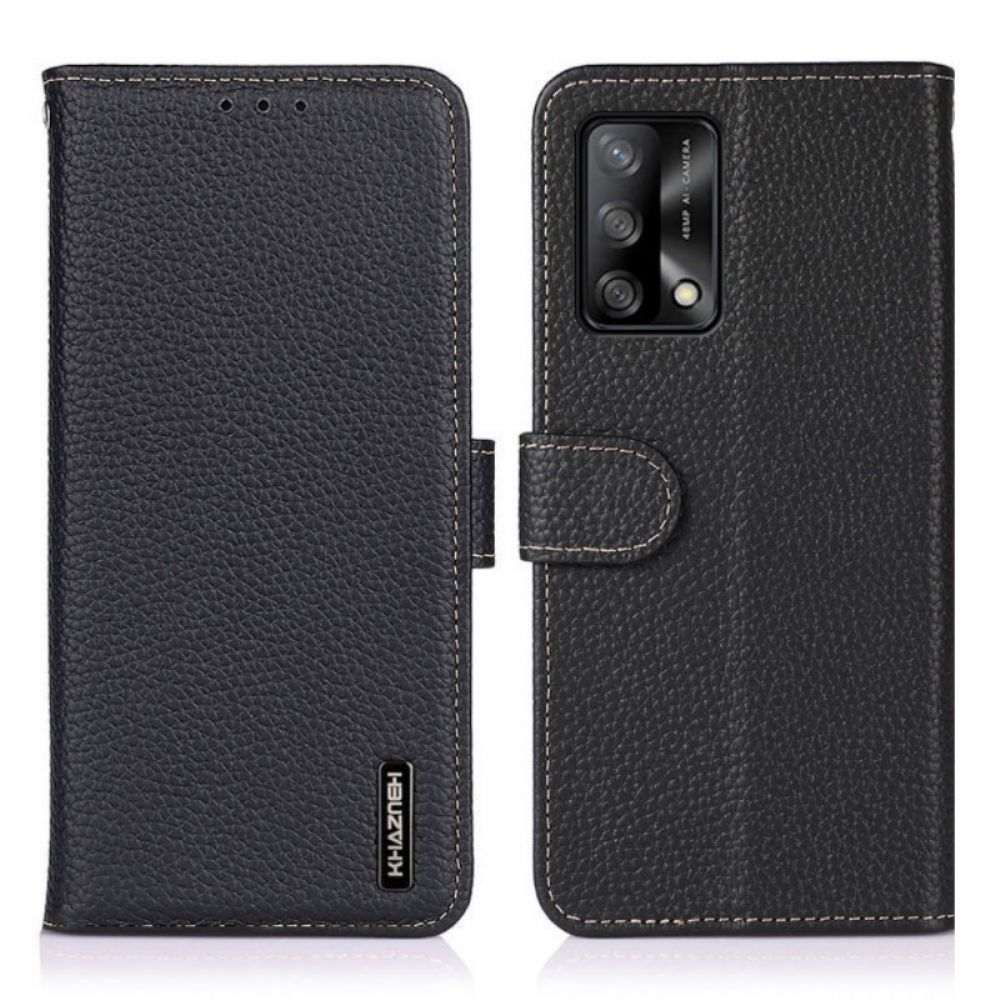 Flip Case Für Oppo A74 4G Echtes Khazneh Litschi-leder