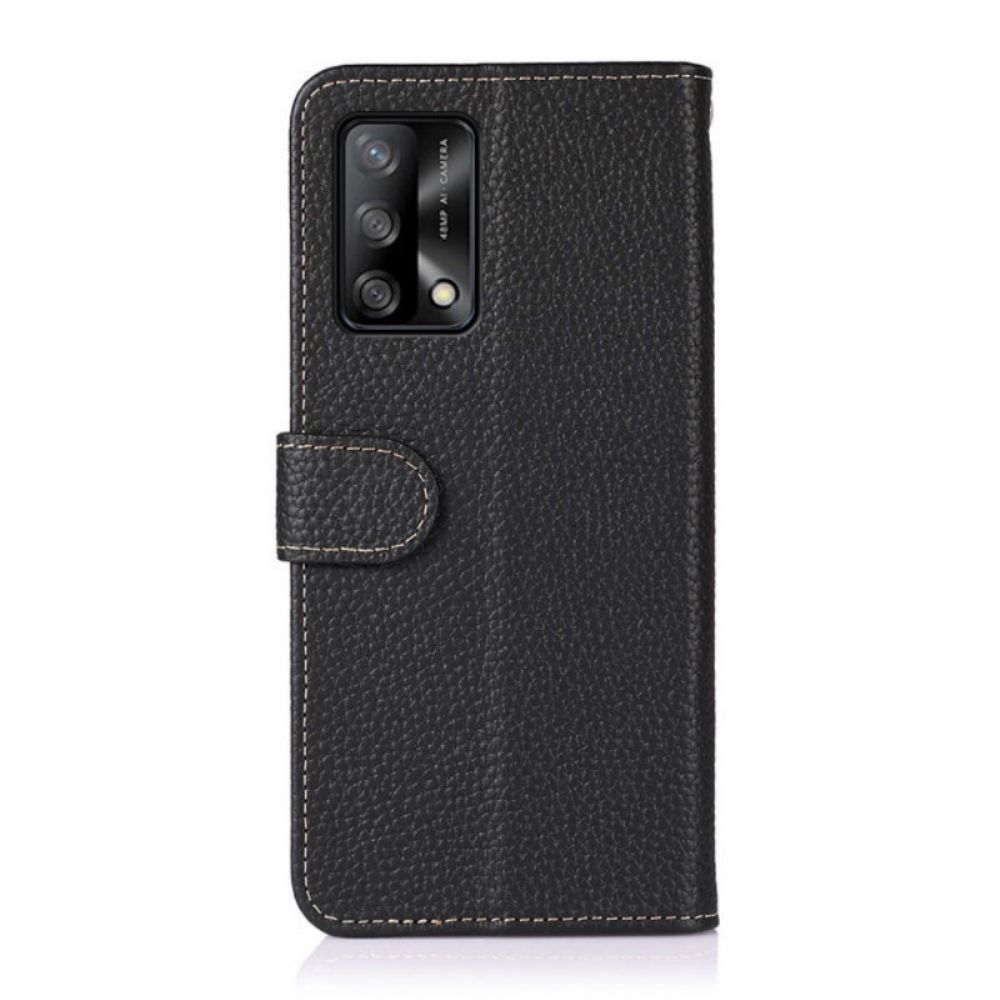 Flip Case Für Oppo A74 4G Echtes Khazneh Litschi-leder