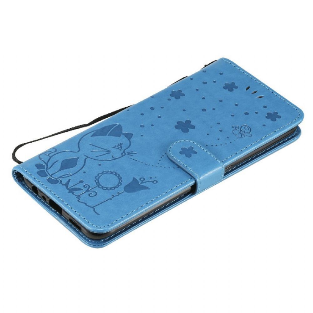 Flip Case Für Oppo A74 4G Mit Kordel Tanga Katze Und Biene