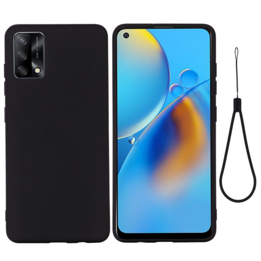 Handyhülle Für Oppo A74 4G Flüssigsilikon Mit Lanyard