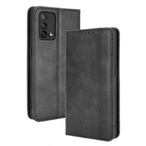 Schutzhülle Für Oppo A74 4G Flip Case Gestylter Vintage-leder-effekt