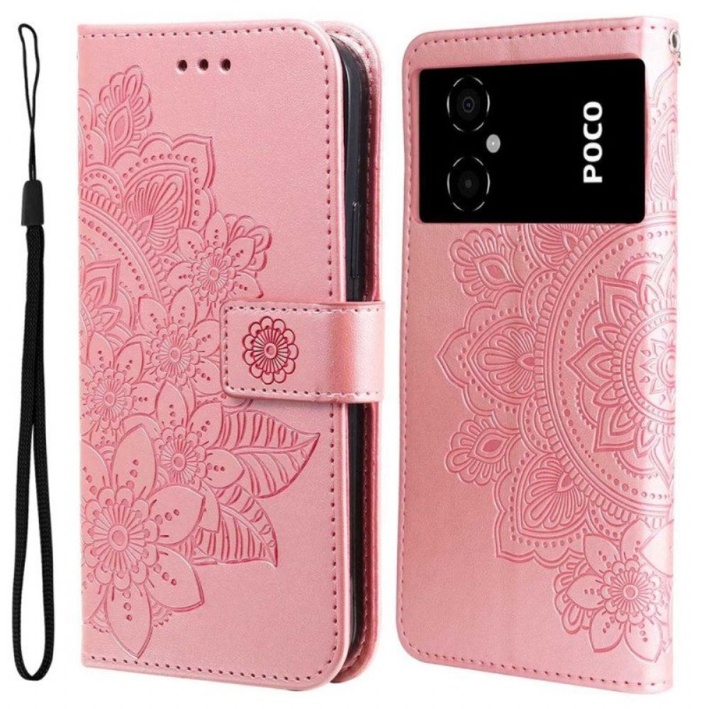 Flip Case Für Poco M4 5G Mit Kordel Riemchen-mandala