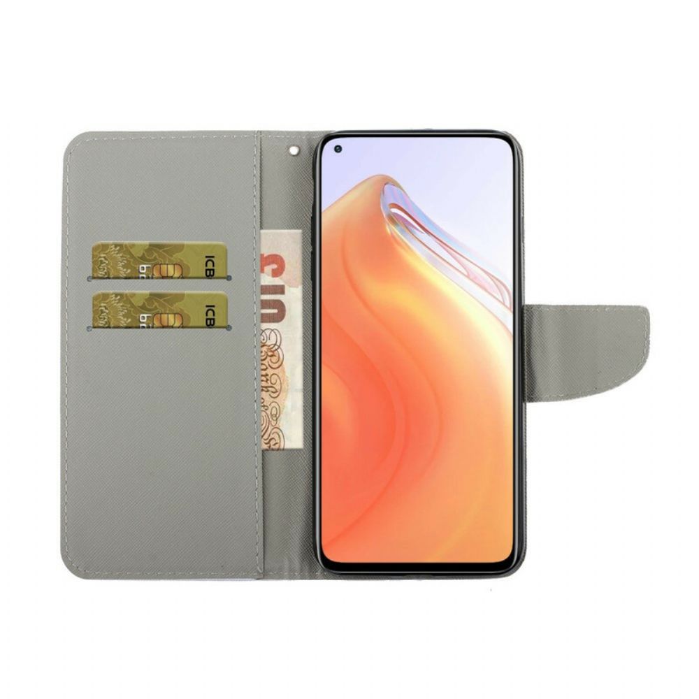 Flip Case Für Xiaomi Mi 10T / 10T Pro Meisterhafte Blumen Mit Riemen