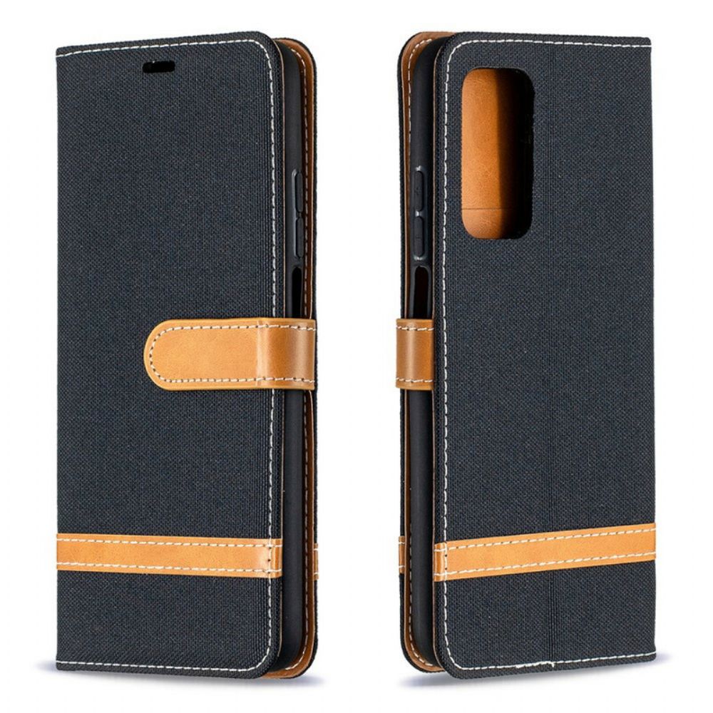 Flip Case Für Xiaomi Mi 10T / 10T Pro Mit Kordel Armband In Stoff- Und Lederoptik