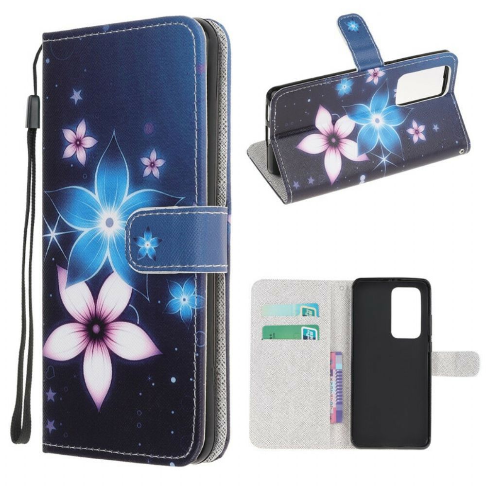 Flip Case Für Xiaomi Mi 10T / 10T Pro Mit Kordel Mondriemenblumen