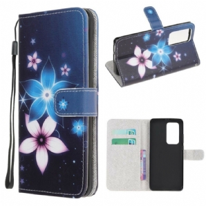 Flip Case Für Xiaomi Mi 10T / 10T Pro Mit Kordel Mondriemenblumen