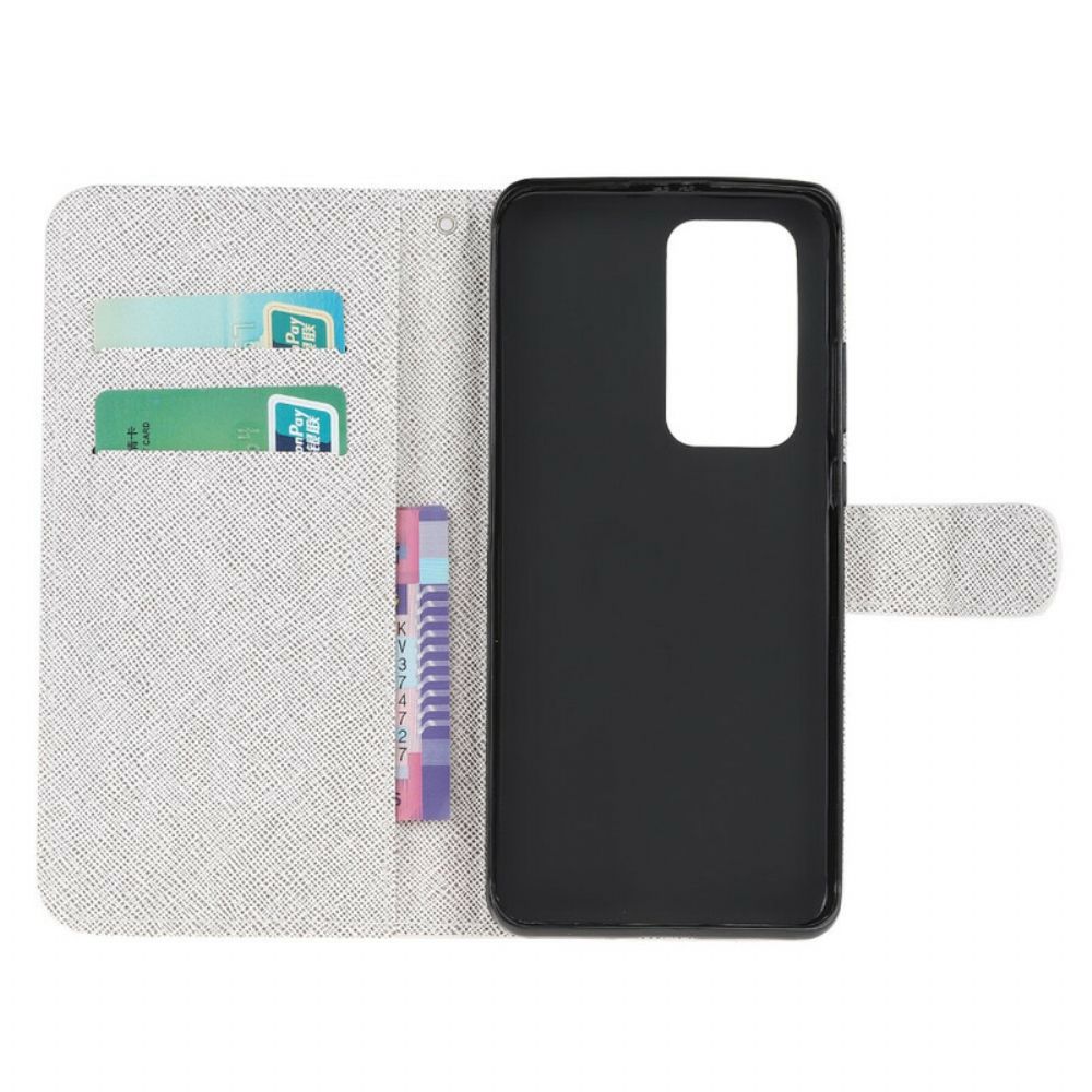 Flip Case Für Xiaomi Mi 10T / 10T Pro Mit Kordel Mondriemenblumen