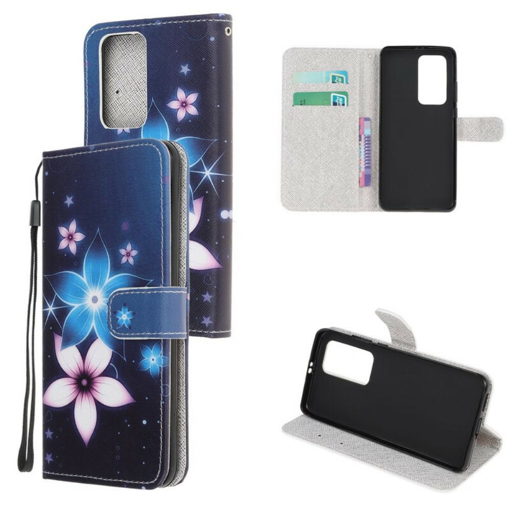 Flip Case Für Xiaomi Mi 10T / 10T Pro Mit Kordel Mondriemenblumen