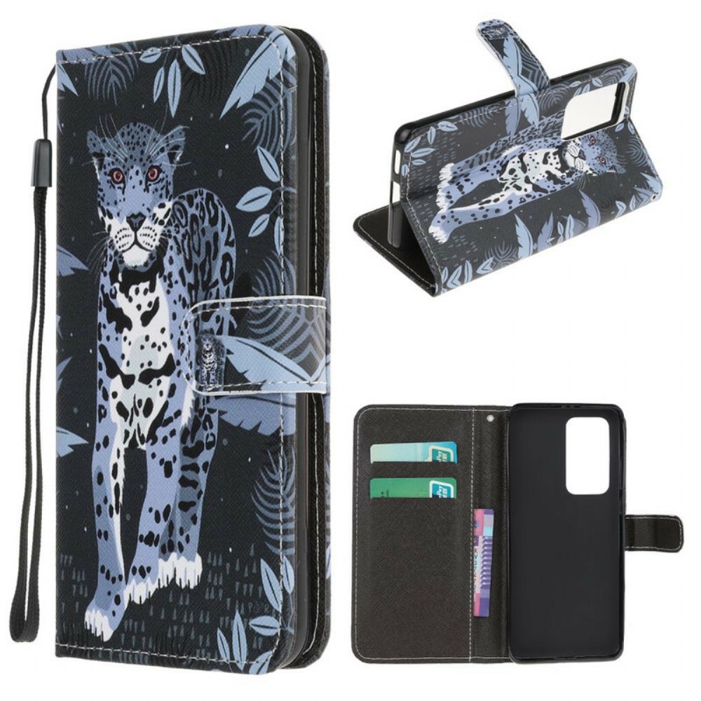 Flip Case Für Xiaomi Mi 10T / 10T Pro Mit Kordel Tanga Leopard