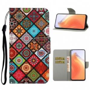 Flip Case Für Xiaomi Mi 10T / 10T Pro Patchwork-mandalas Mit Lanyard