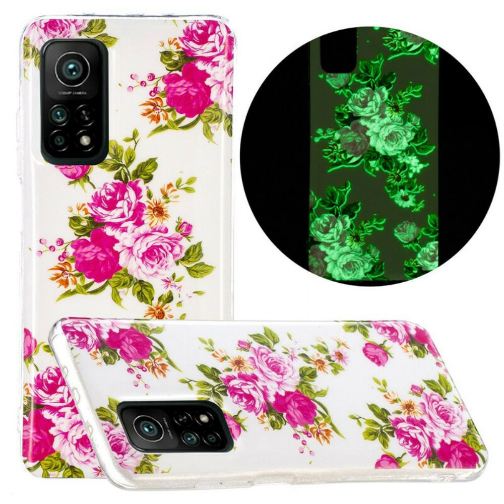 Handyhülle Für Xiaomi Mi 10T / 10T Pro Fluoreszierende Freiheitsblumen