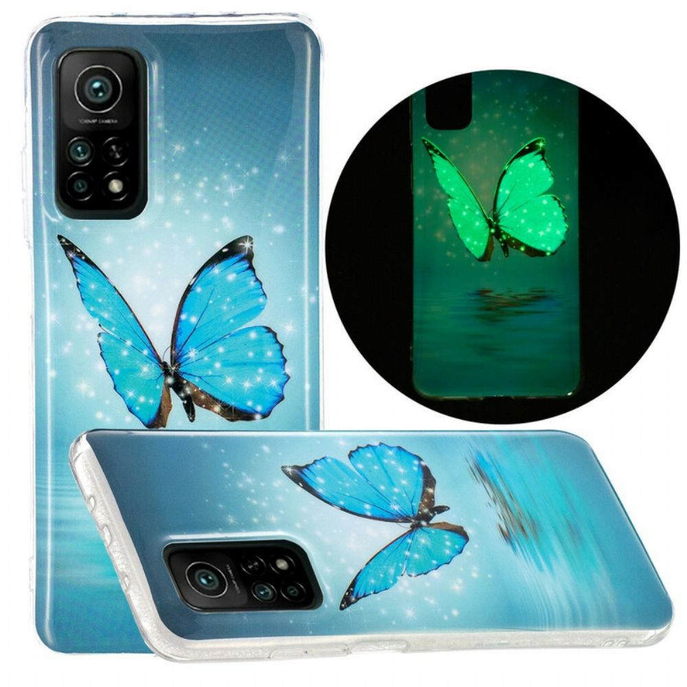 Handyhülle Für Xiaomi Mi 10T / 10T Pro Fluoreszierender Blauer Schmetterling