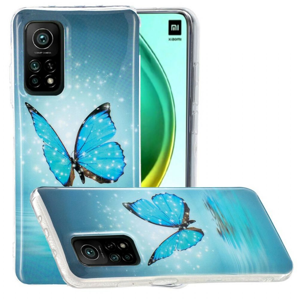 Handyhülle Für Xiaomi Mi 10T / 10T Pro Fluoreszierender Blauer Schmetterling