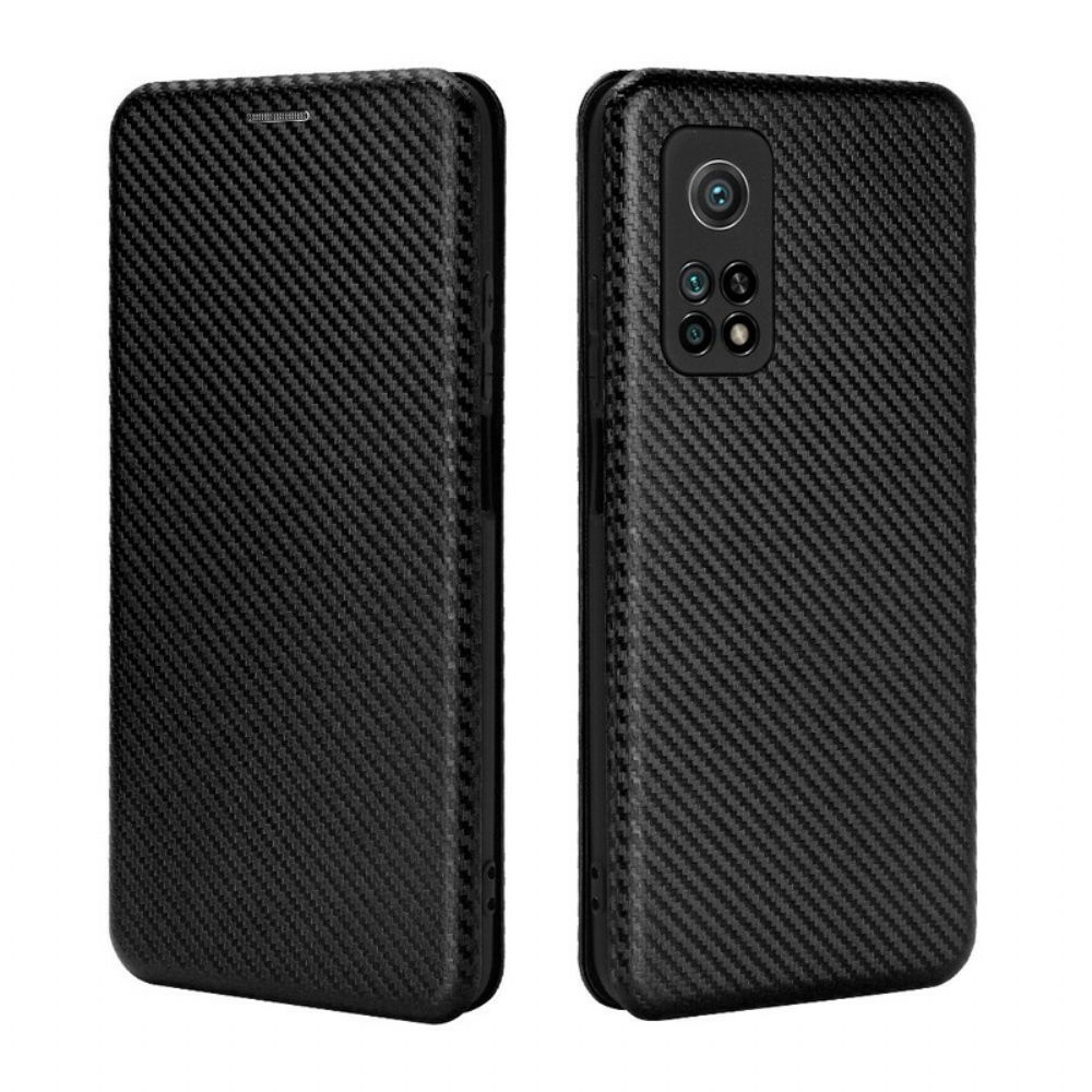 Schutzhülle Für Xiaomi Mi 10T / 10T Pro Flip Case Kohlefaser Mit Stützring