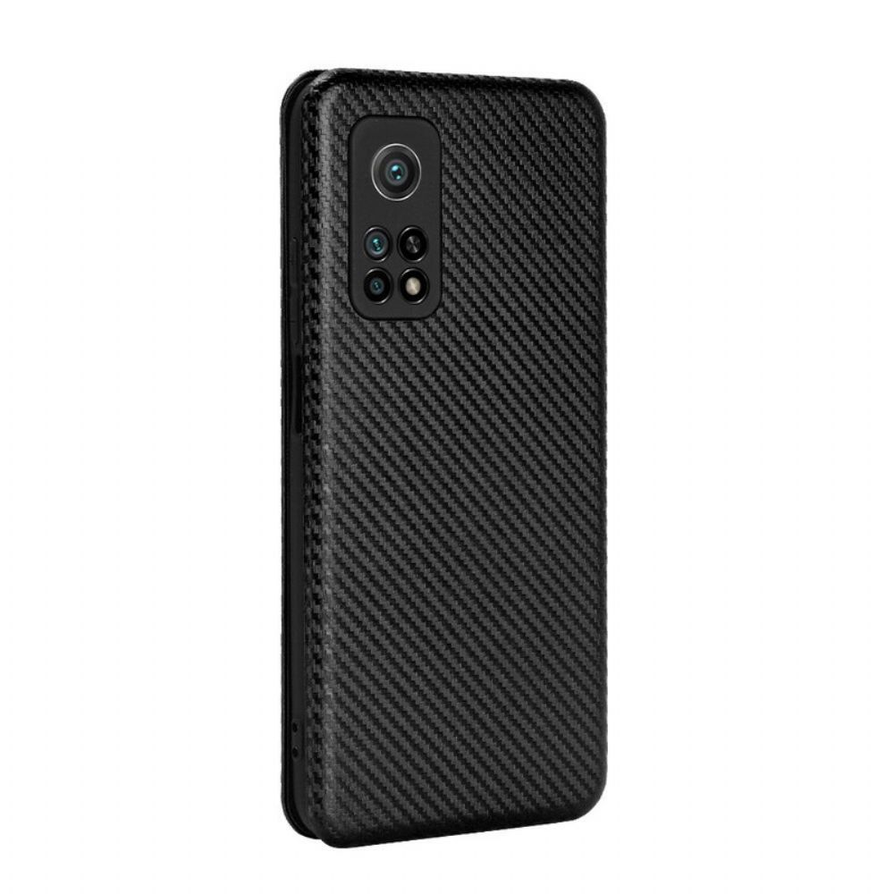 Schutzhülle Für Xiaomi Mi 10T / 10T Pro Flip Case Kohlefaser Mit Stützring