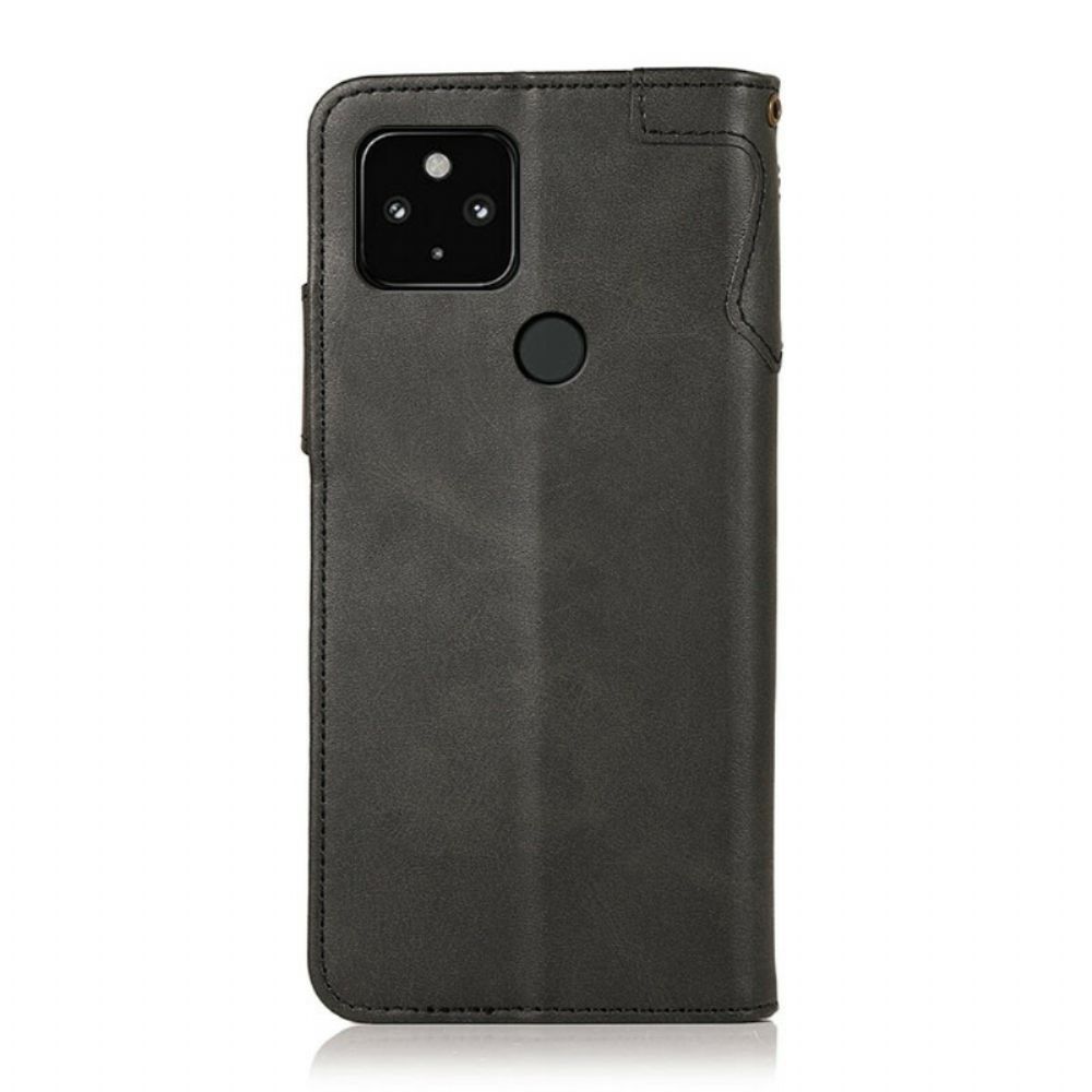 Flip Case Für Google Pixel 5A Kunstlederknopf Khazneh