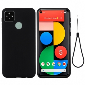 Handyhülle Für Google Pixel 5A Flüssigsilikon Mit Lanyard