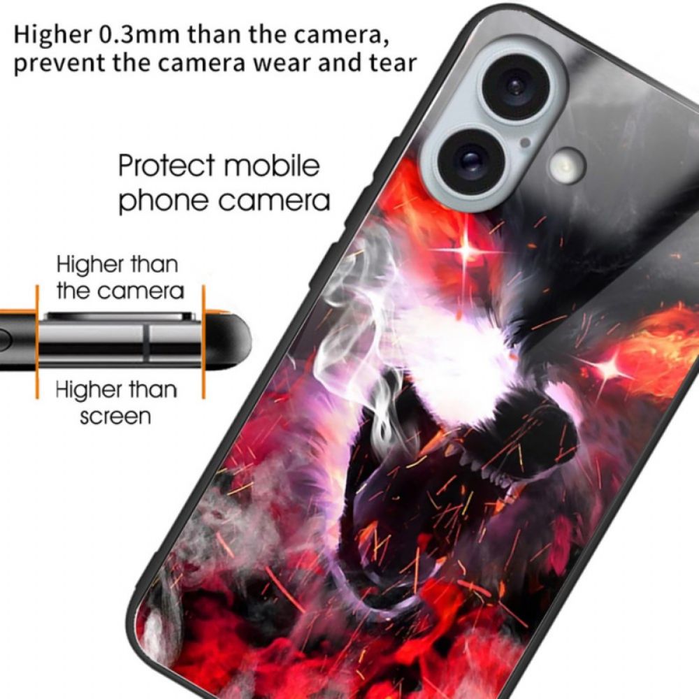 Hülle Für iPhone 16 Plus Gehärtetes Glas Fierce Wolf