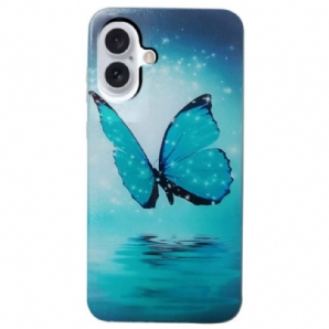 Hülle iPhone 16 Plus Blauer Schmetterling