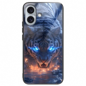 Hülle iPhone 16 Plus Gehärtetes Glas Mit Tiger-aufdruck