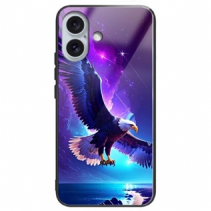 Hülle iPhone 16 Plus Handyhülle Flying Eagle Gehärtetes Glas