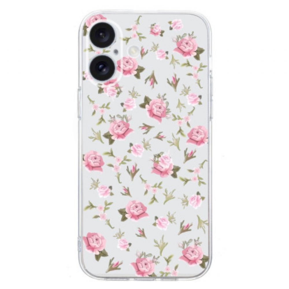 Hülle iPhone 16 Plus Kleine Rosa Blumen