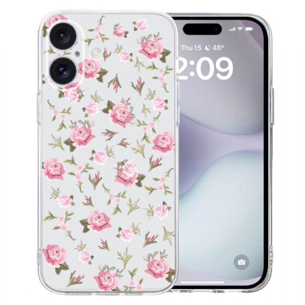 Hülle iPhone 16 Plus Kleine Rosa Blumen