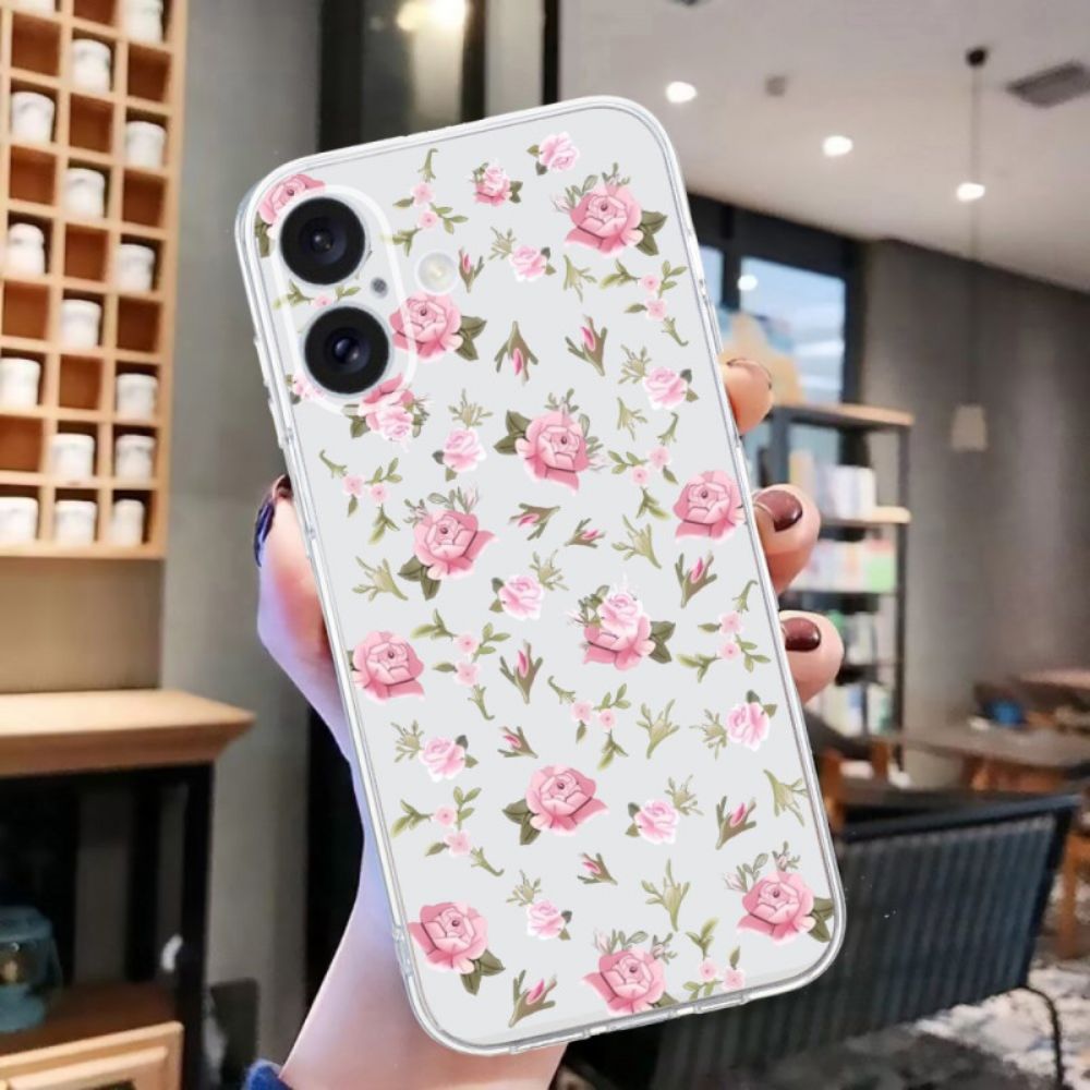 Hülle iPhone 16 Plus Kleine Rosa Blumen