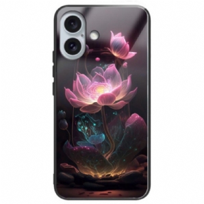 Hülle iPhone 16 Plus Lotus Rose Gehärtetes Glas