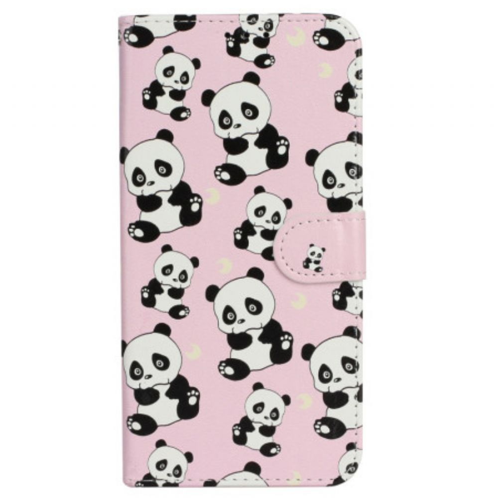 Lederhüllen Für iPhone 16 Plus Schlüsselband Pandas