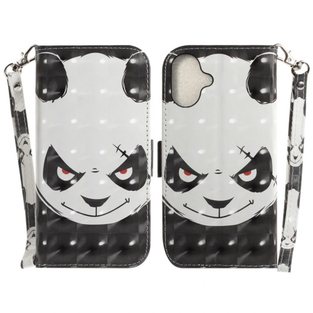 Lederhüllen Für iPhone 16 Plus Wütender Panda Mit Riemen