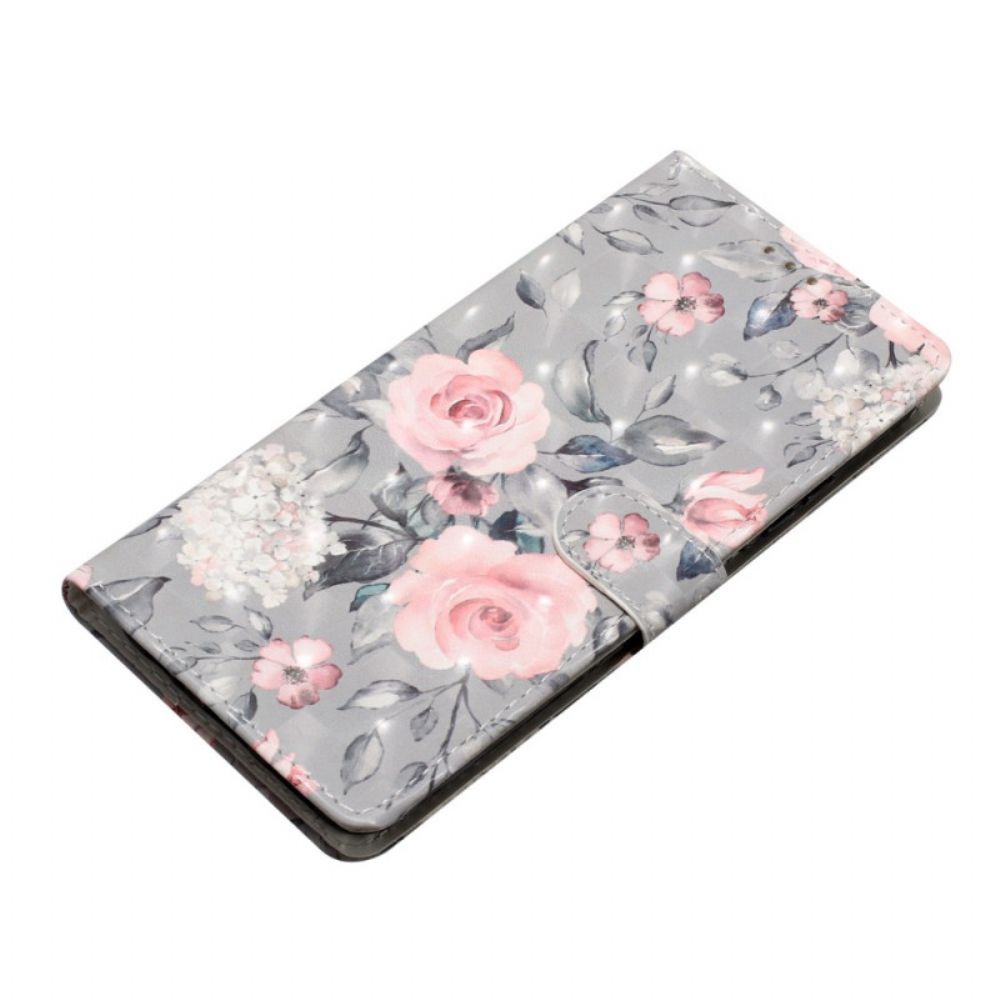 Lederhüllen iPhone 16 Plus Handyhülle Rosa Blumen Mit Riemen