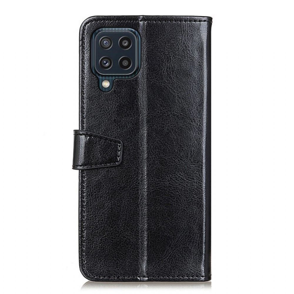 Flip Case Für Samsung Galaxy M32 Einfacher Glänzender Ledereffekt