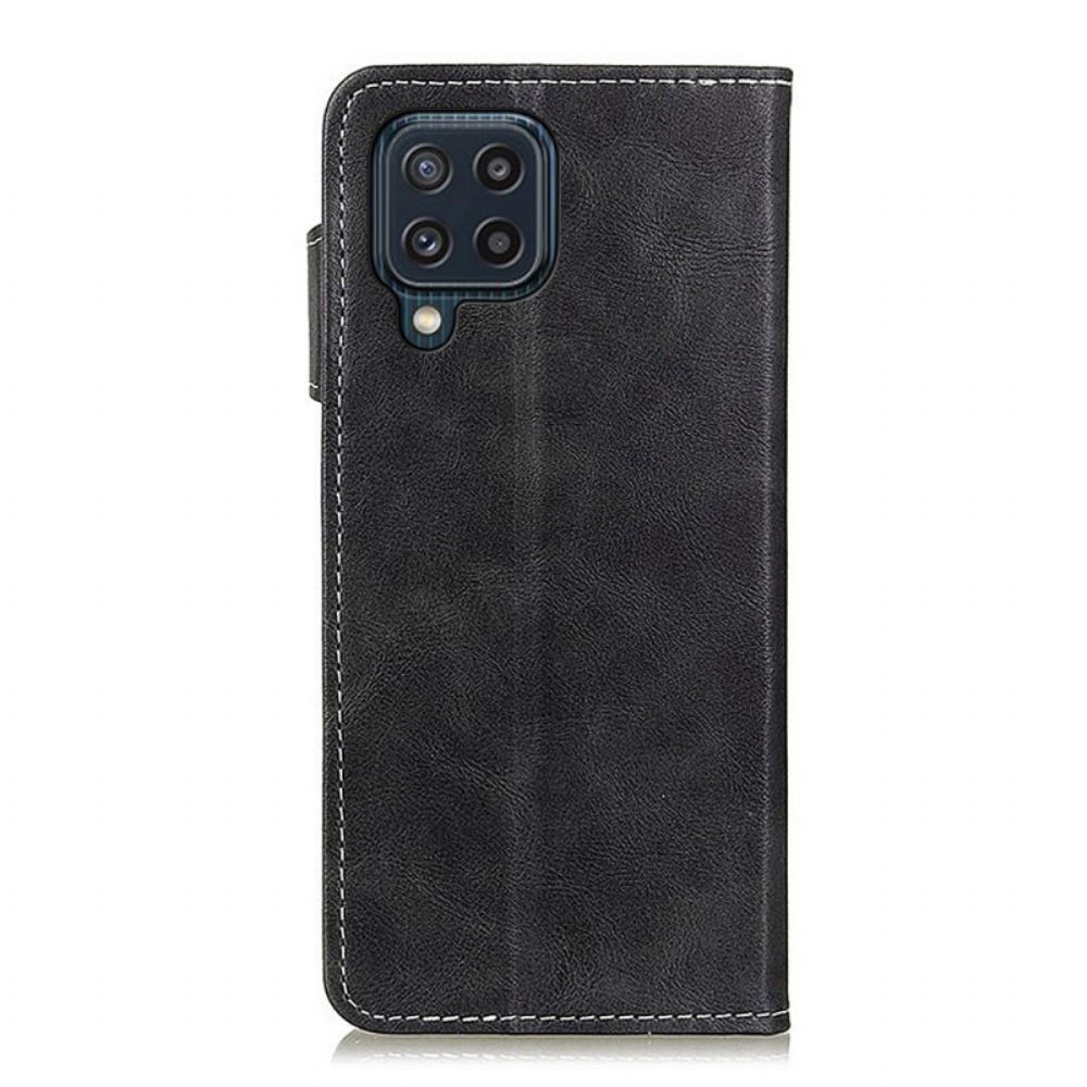 Flip Case Für Samsung Galaxy M32 Künstlerische Knöpfe Und Nähte