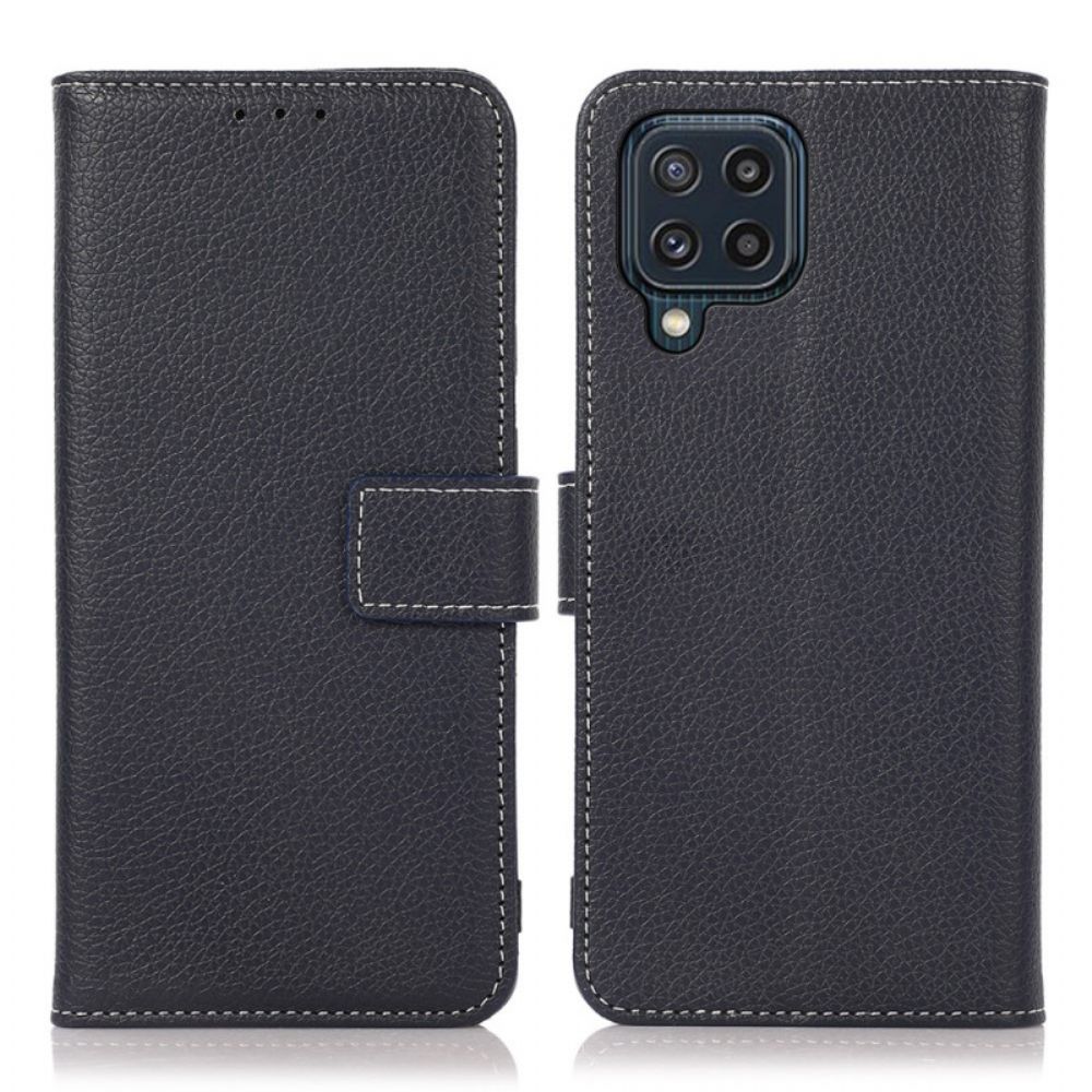 Flip Case Für Samsung Galaxy M32 Litchi-nähte Aus Kunstleder