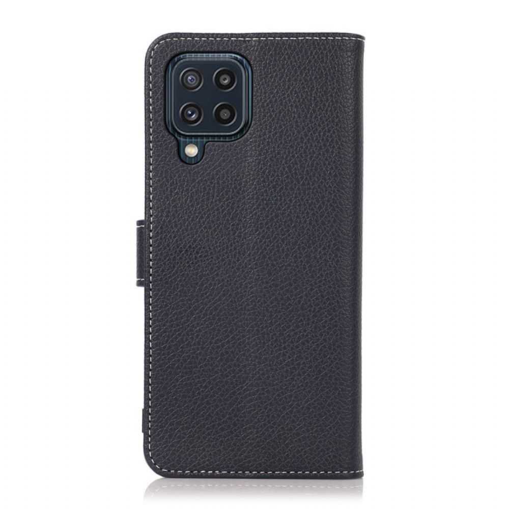 Flip Case Für Samsung Galaxy M32 Litchi-nähte Aus Kunstleder