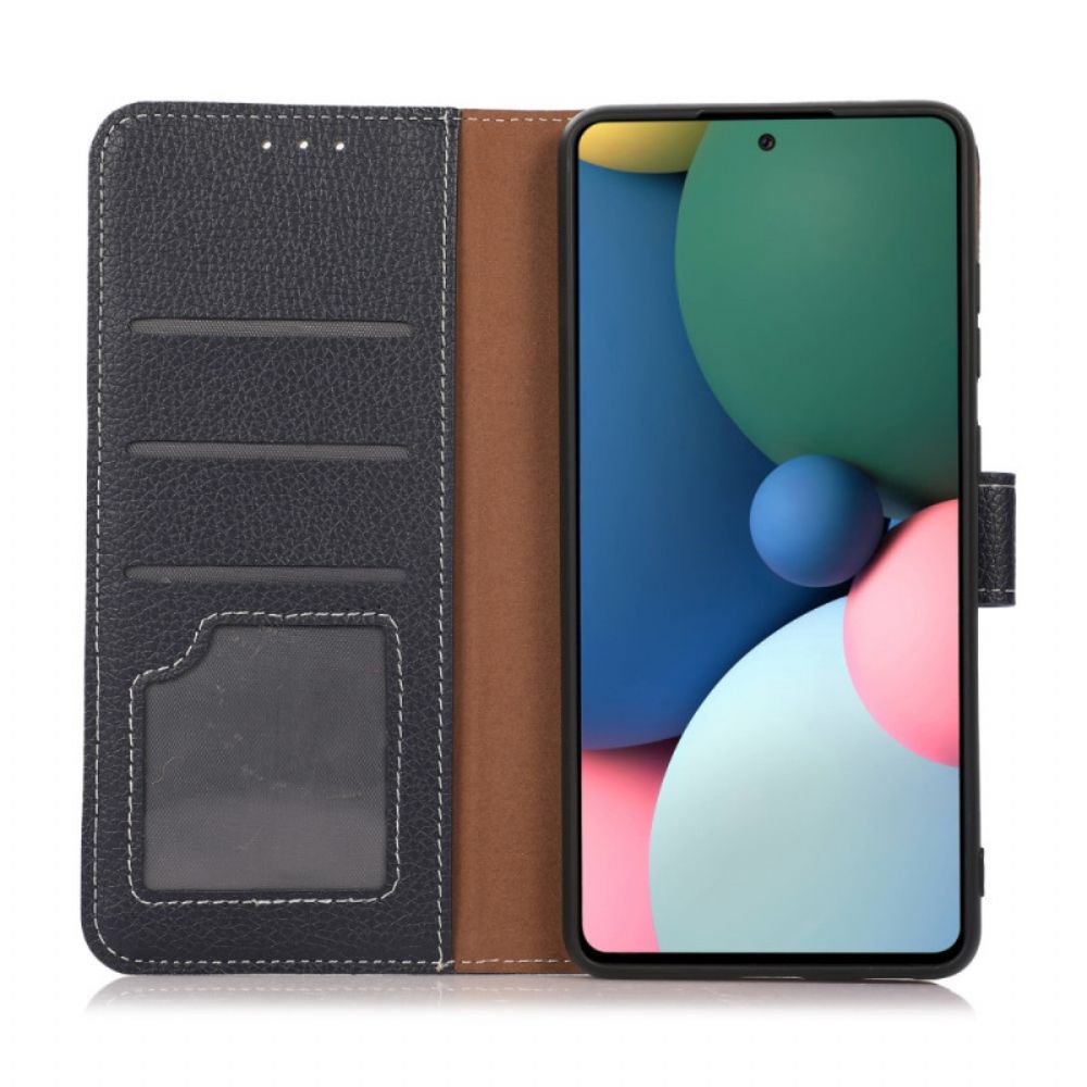 Flip Case Für Samsung Galaxy M32 Litchi-nähte Aus Kunstleder