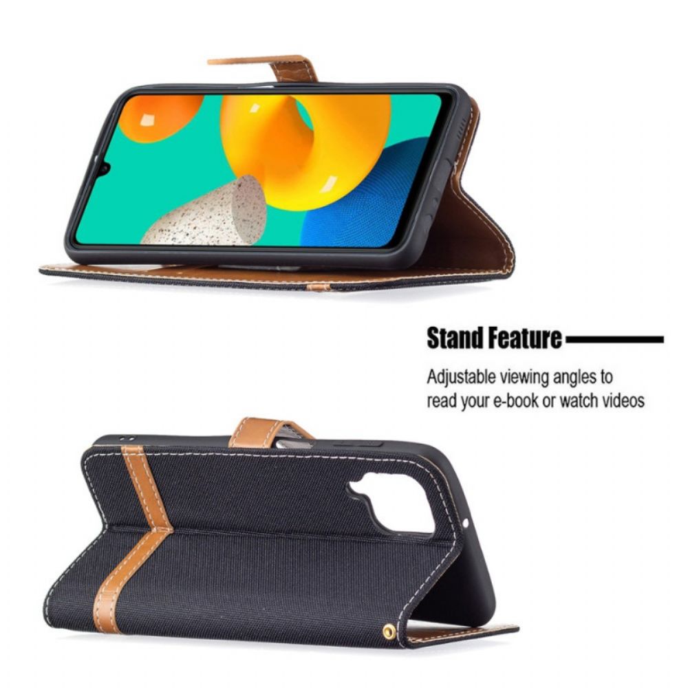 Flip Case Für Samsung Galaxy M32 Mit Kordel Armband In Stoff- Und Lederoptik