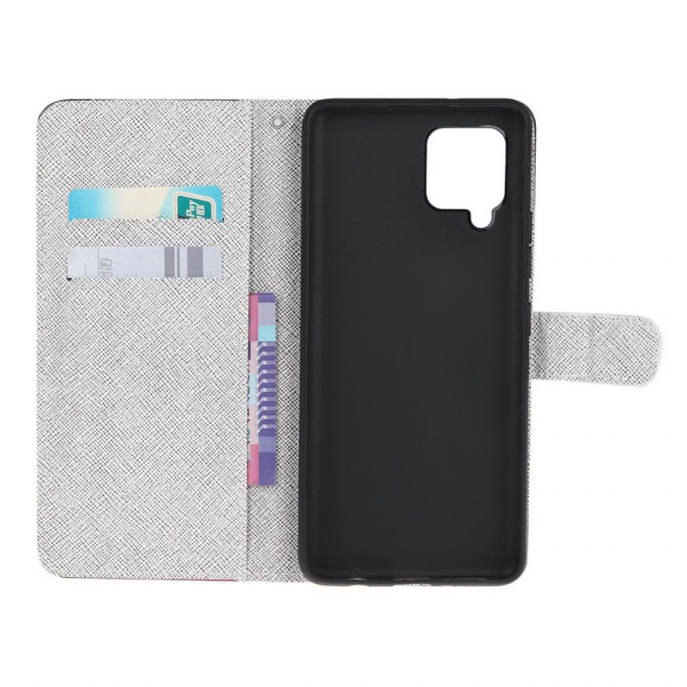 Flip Case Für Samsung Galaxy M32 Mit Kordel Diamantband Schmetterlinge