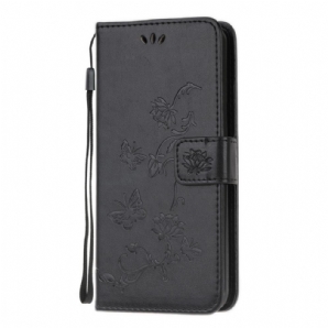 Flip Case Für Samsung Galaxy M32 Mit Kordel Stringblumen