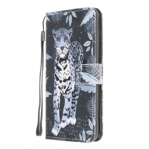 Flip Case Für Samsung Galaxy M32 Mit Kordel Tanga Leopard