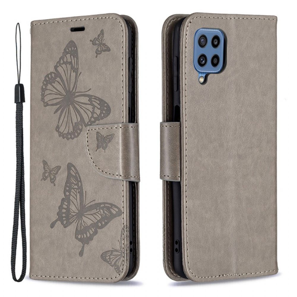 Flip Case Für Samsung Galaxy M32 Schmetterlinge Im Flug Mit Lanyard