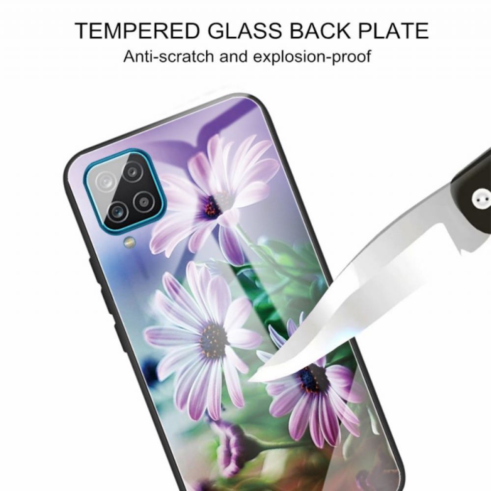 Hülle Für Samsung Galaxy M32 Blumen Aus Gehärtetem Glas