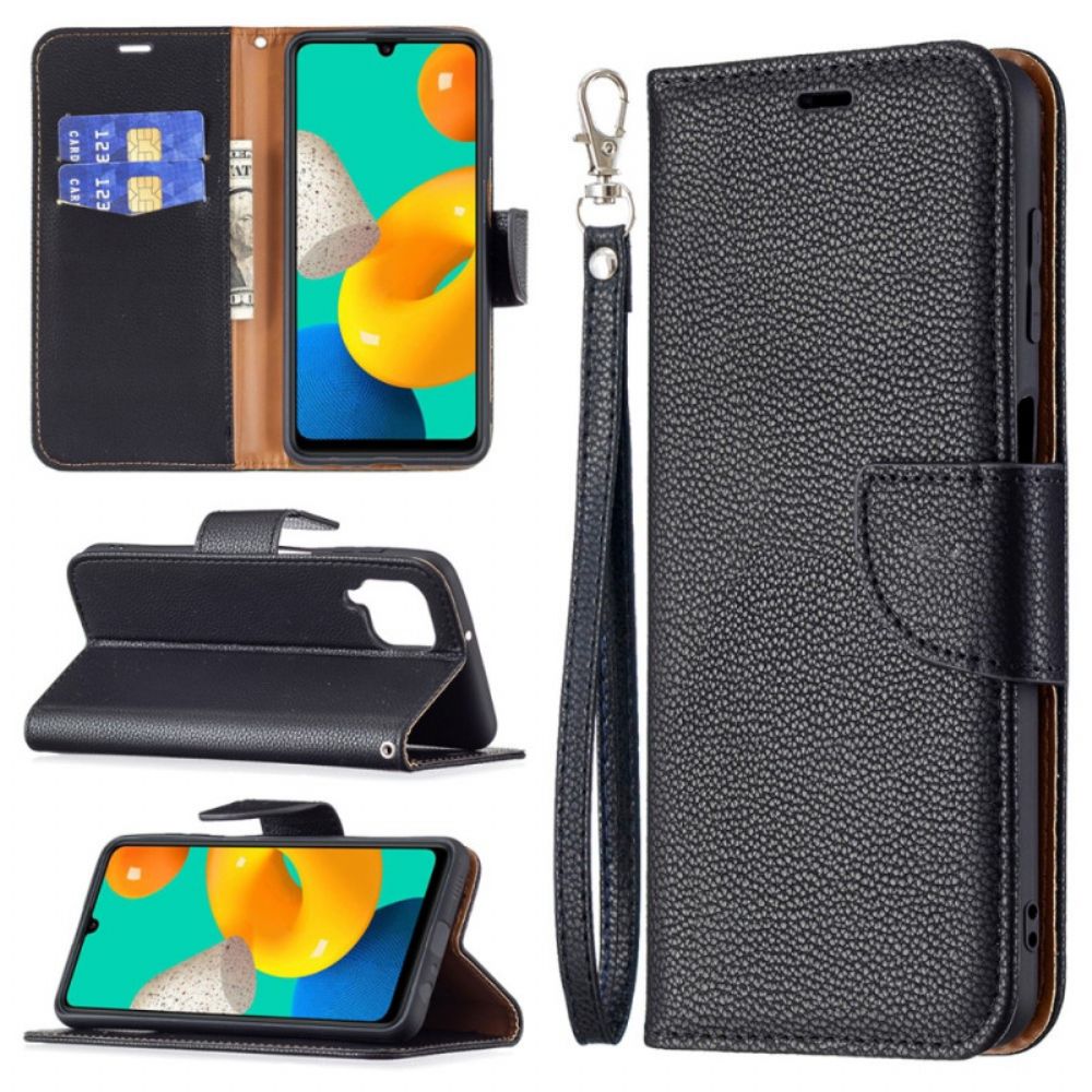 Lederhüllen Für Samsung Galaxy M32 Flip Case Litschi-klappe Schräg