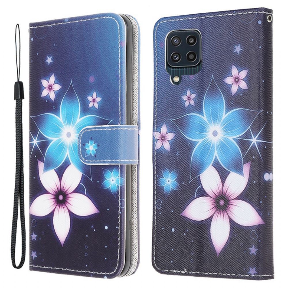 Lederhüllen Für Samsung Galaxy M32 Mit Kordel Mondriemen Blumen