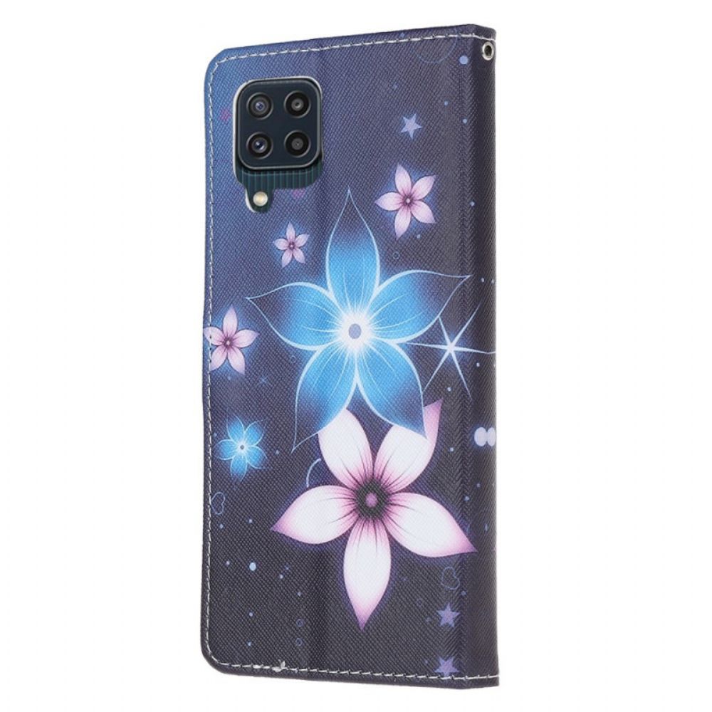 Lederhüllen Für Samsung Galaxy M32 Mit Kordel Mondriemen Blumen