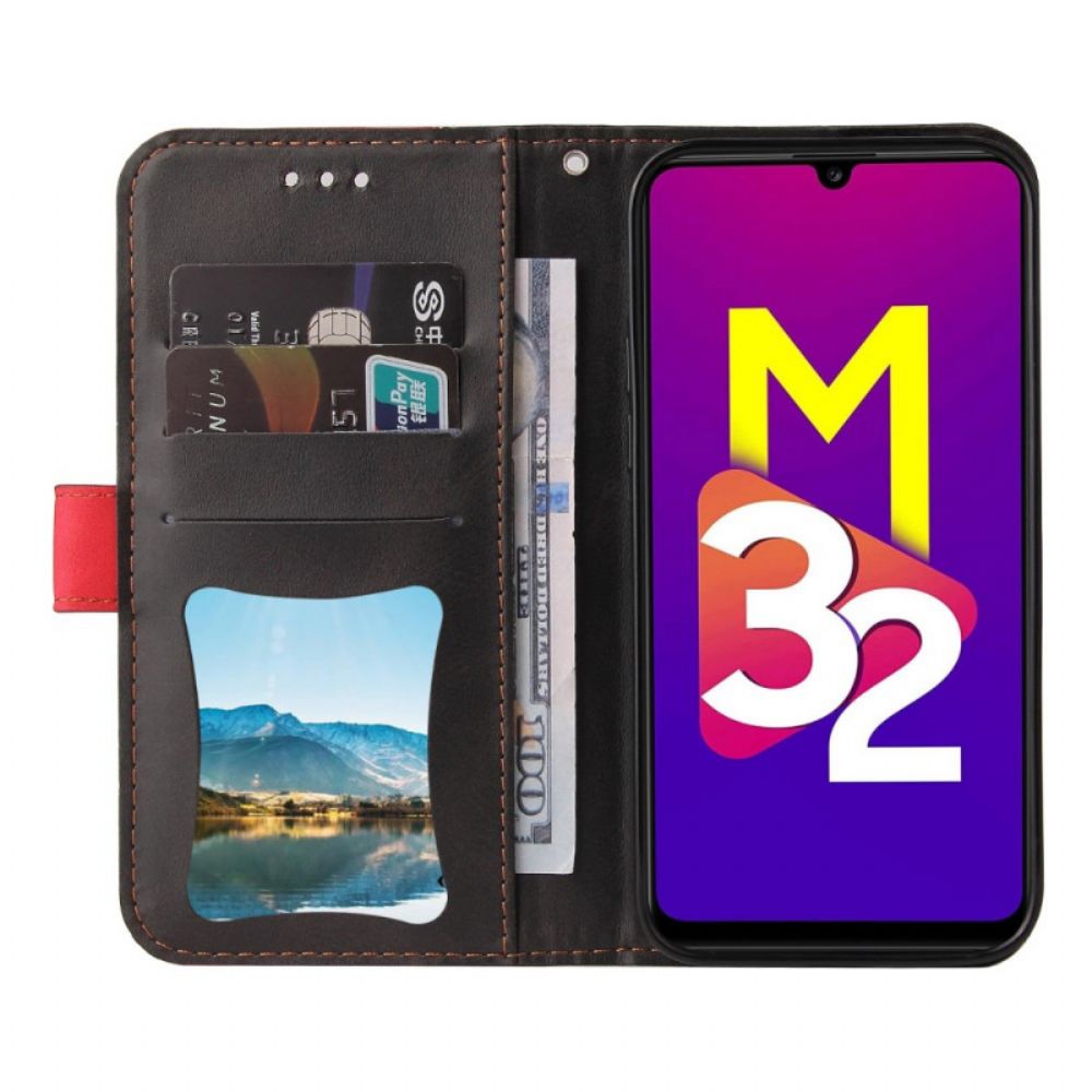 Lederhüllen Für Samsung Galaxy M32 Zweifarbig